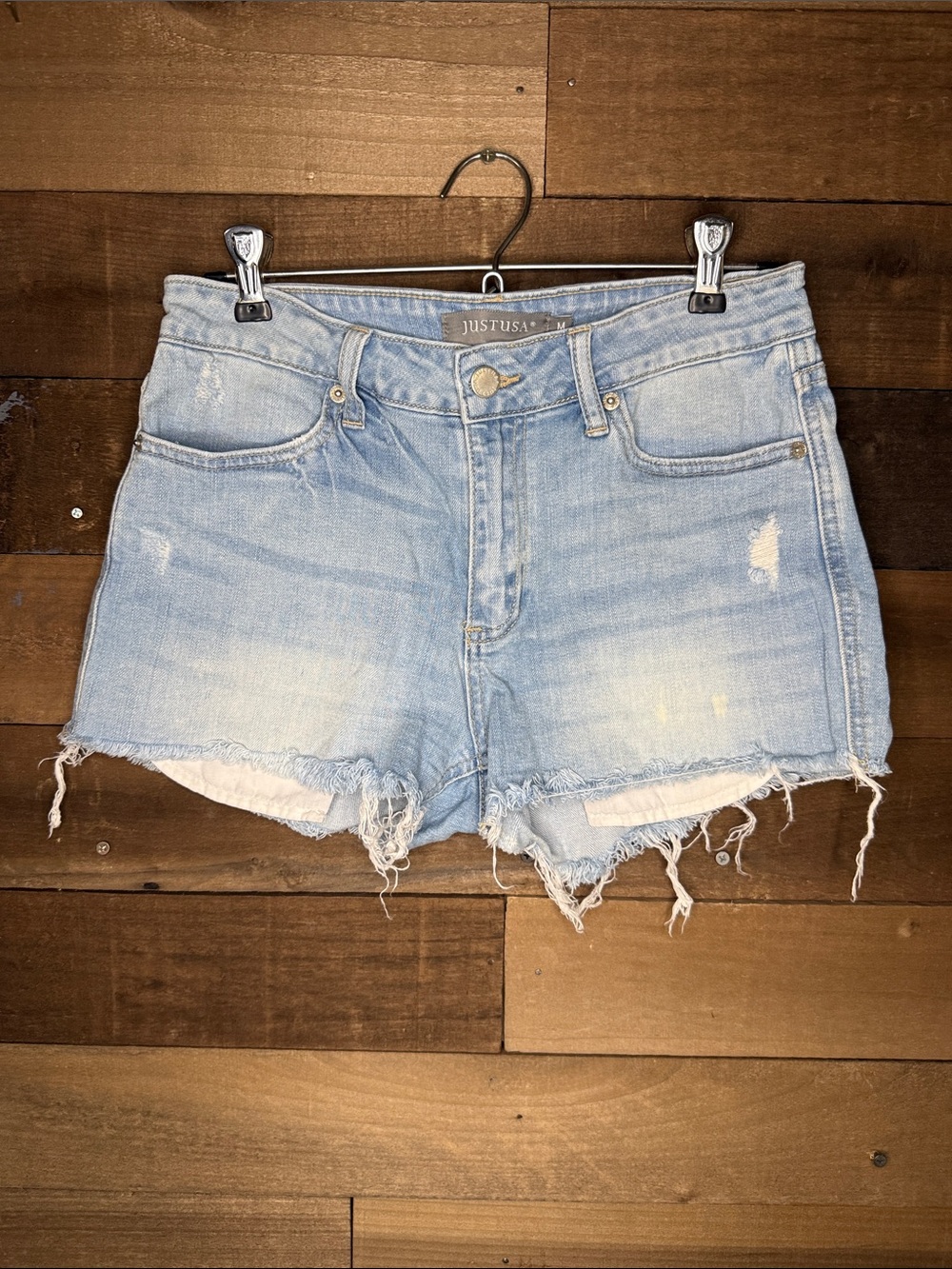 Just USA Light Blue Distressed Denim Cutoff Shorts